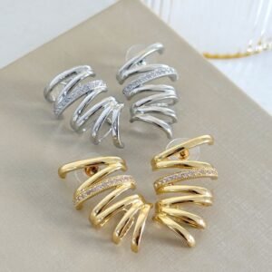 Brinco Arco Cravejado Folheado a Ouro 18K ou Prata - Imagem 1