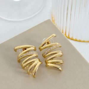 Brinco Arco Cravejado Folheado a Ouro 18K ou Prata - Imagem 2