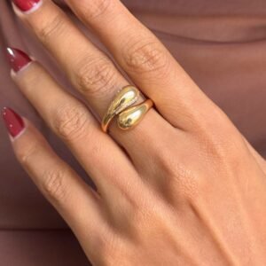 Anel Duo Brilho Ajustável  Folheado a Ouro 18K ou Prata - Imagem 2