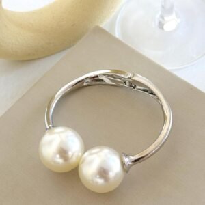 Bracelete Duplo com Pérolas Maxi  Folheado a Ouro 18K ou Prata - Imagem 3
