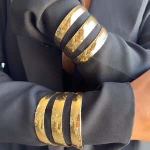 Bracelete Faixas Bold  Folheado a Ouro 18K ou Prata