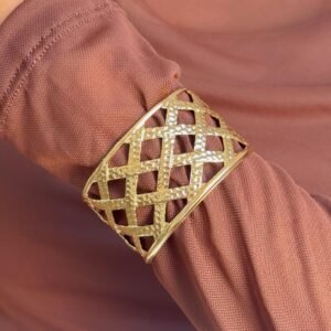 Bracelete Trançado Martelado Folheado a Ouro 18k e Prata - Imagem 2