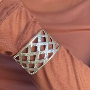 Bracelete Trançado Martelado Folheado a Ouro 18k e Prata - Imagem 3