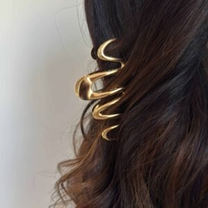 Presilha de Cabelo Ondulada Glam  Prateada ou Dourada - Imagem 1