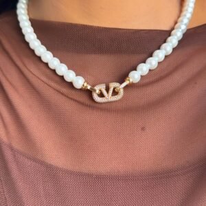 Colar Pérolas Clássico com Fecho Cravejado Insp Dourado ou Prateado - Imagem 3