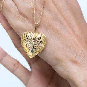 Colar Relicário Coração Dourado - Imagem 1
