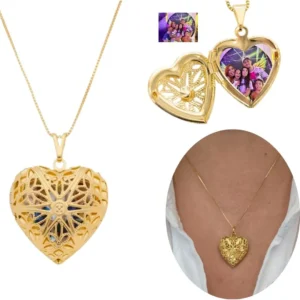 Colar Relicário Coração Dourado - Imagem 2