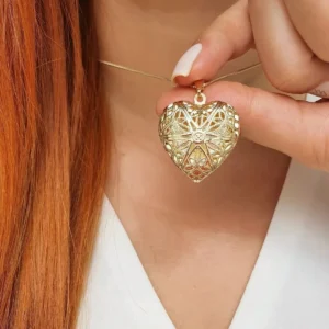Colar Relicário Coração Dourado - Imagem 3