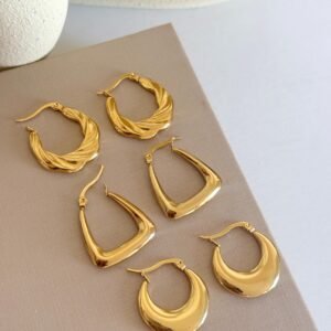 Trio de Brincos Argola Bold em Aço Inox Dourado - Imagem 8