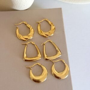 Trio de Brincos Argola Bold em Aço Inox Dourado - Imagem 9