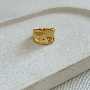 Anel Liso Bold Semijoia com Banho Ouro Alto Brilho