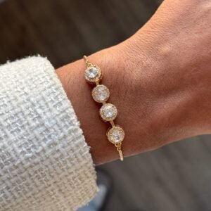 Pulseira Bola com Zircônia Ajustável Folheada a Ouro 18K ou Prata com Verniz Protetor - Imagem 1