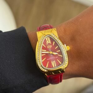 Relógio Gota Vermelho com Pulseira de Couro - Imagem 1