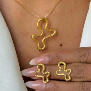 Conjunto Orgânico Minimal Gold Semi Joia