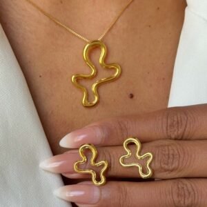 Conjunto Orgânico Minimal Gold Semi Joia - Imagem 4