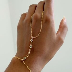 Pulseira de Mão Dourada Cristal Folheada - Imagem 1