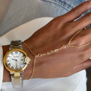 Pulseira de Mão Dourada Cristal Folheada - Imagem 2