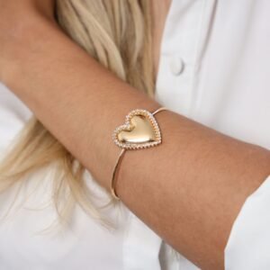 BRA173 Bracelete Love com Pedras Cravejadas Folheado á OURO
