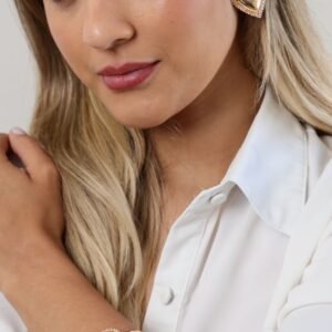 BRA173 Bracelete Love com Pedras Cravejadas Folheado á OURO - Imagem 2