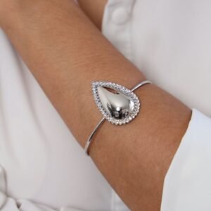 BRA176 Bracelete Gota com Pedras Cravejadas Folheado á PRATA