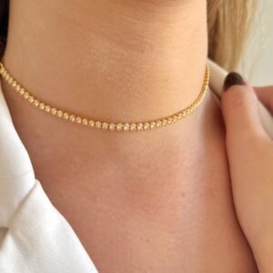 COLR656 Colar Choker Riviera Folheado á OURO18k - Imagem 1
