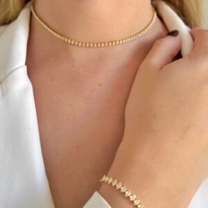 COLR656 Colar Choker Riviera Folheado á OURO18k - Imagem 2