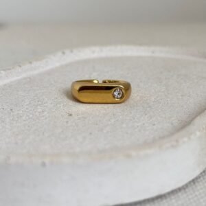 Anel Liso com Zircônia Semi Joia Prateado ou Dourado - Imagem 2