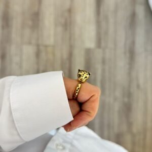 Anel Onça Dourado Semi Joia