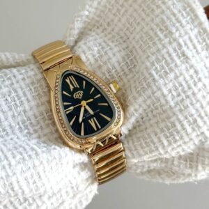 Relógio Gota Dourado fundo Petro com Pedras Elegância e Sofisticação - Imagem 1