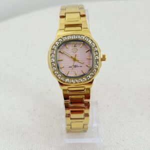 Relógio Royal Dourado com Rosa e Pedras Cravejadas - Imagem 1