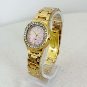 Relógio Royal Dourado com Rosa e Pedras Cravejadas - Imagem 3