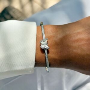 Bracelete borboleta com zircônia cravejadas folheado - Imagem 2