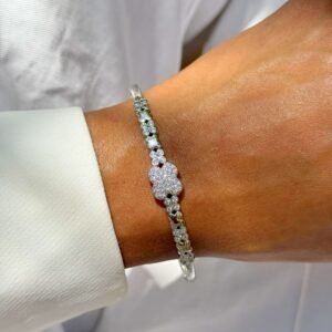 Bracelete trevo com zircônia cravejadas folheado - Imagem 1
