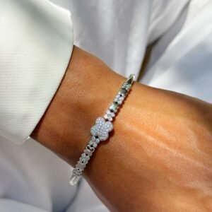 Bracelete trevo com zircônia cravejadas folheado - Imagem 3