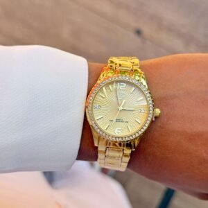Relógio Gold lux Feminino à Prova d’Água com Zircônia Cravejadas - Imagem 2